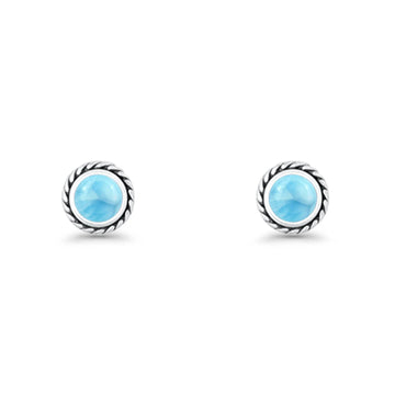 Round Twisted Rope Stud Earring Larimar 925 Sterling Silver Wholesale